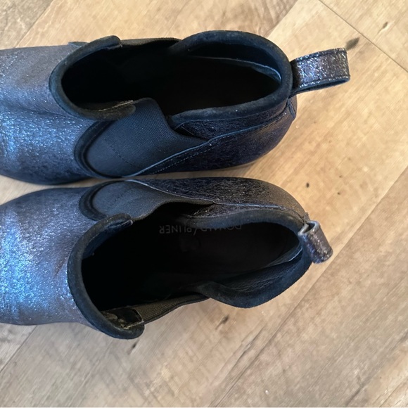 Donald J Pliner Darla Black Sparkle Suede Heeled Booties - Picture 10 of 12